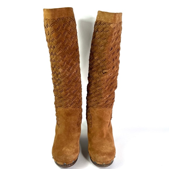 UGG Australia Arroyo Weave Suede Platform Boot, Dark Chestnut Size 9 - Picture 3 of 9